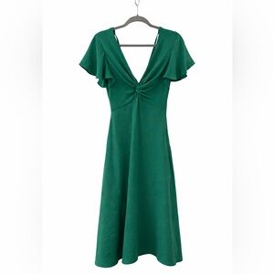 Molly Bracken Emerald Green Twist Front Midi Dress NWT Size M